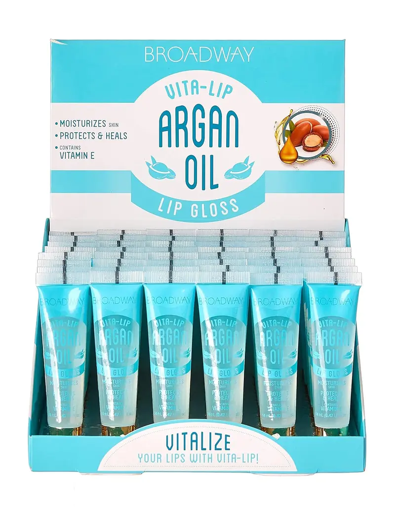 Ruby Kisses Broadway Vita-Lip Clear Lip Gloss Box Display Set - Wholesale 48 Pieces - Glossy Finish for All Skin Tones
