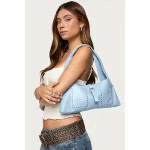 Edgy Studded Faux Leather Shoulder Bag