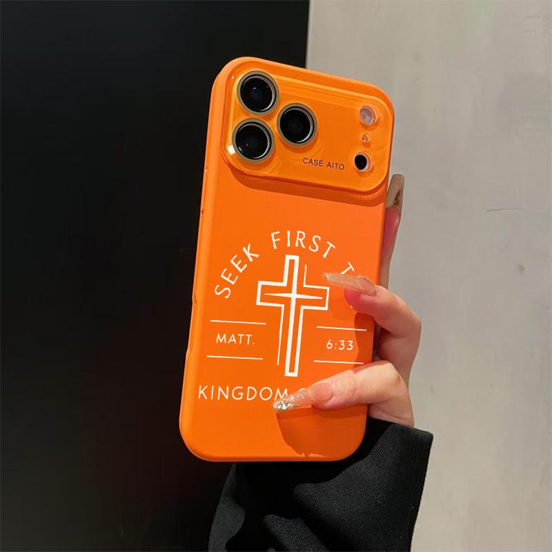 Seek First The Kingdom Of God Graphic Phone Case And Scripture Mark Matt.6:33 Adopts Soft Skin-Friendly Liquid Silicone Material, Featuring A Smooth Matte Surface That Effectively Resists Fingerprints For iPhone 12,13,14,15,16,17