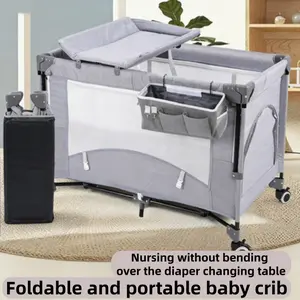 Multifunctional Portable baby crib Bedside Bassinet,Height Adjustable Fits Multiple Beds, Removable Mattress & Breathable Mesh, Portable Newborn Bed
