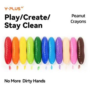 YPLUS Peanut Shape Washable Crayons for Kids - 12 Bright Colors, Non-Toxic, Durable, Easy to Grip, Safe for Toddlers & Pre-Schoolers, Ideal Gift
