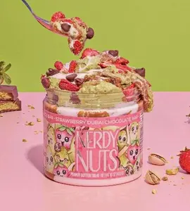 Strawberry Dubai Chocolate Bar Peanut Butter Treat By Nerdy Nuts