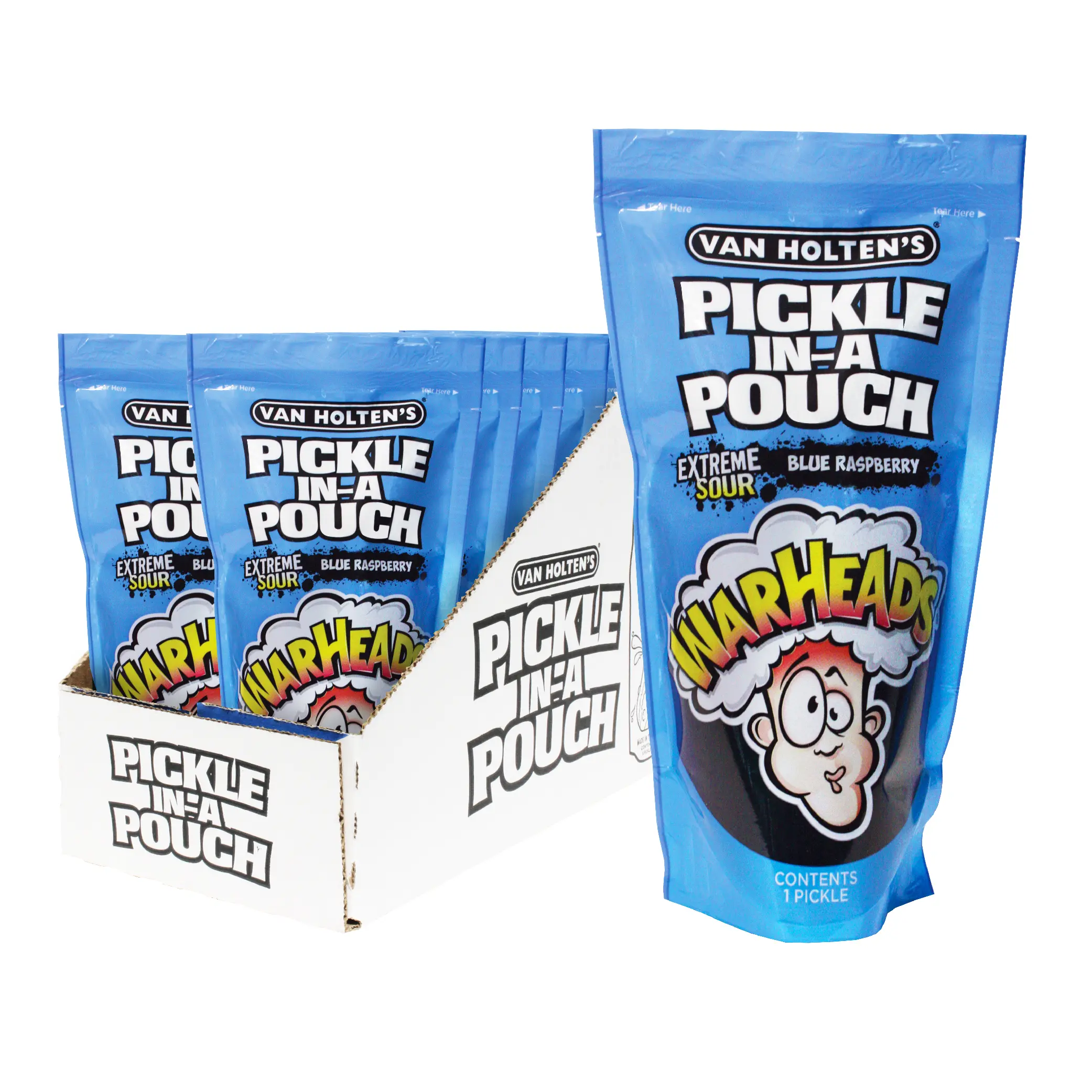 Van Holten's Pickles - Jumbo WARHEADS Blue Raspberry Pickle-In-A-Pouch - 12 Pack Snacks Meals
