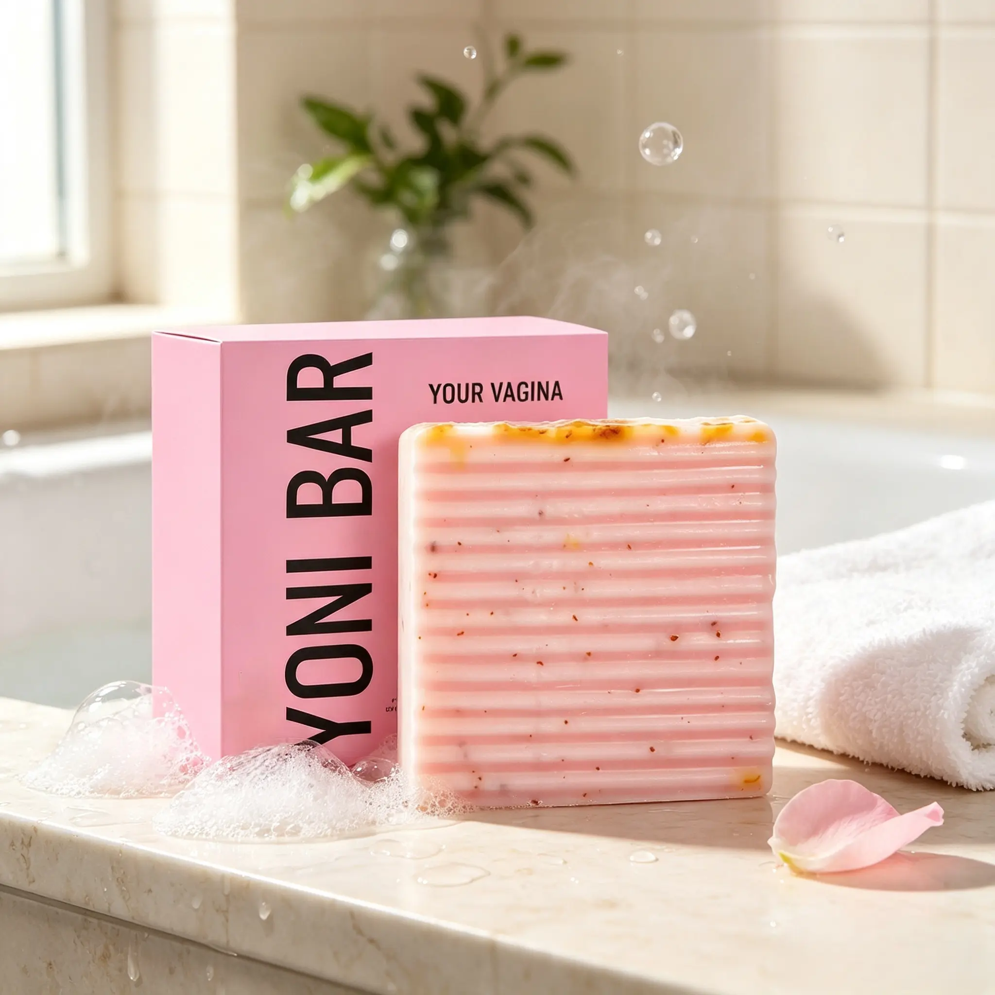 1/2PCS Yoni Soap Bars for Wash – Handmade Organic Herbal Ingredients, pH Balance, Odor Control & Hydration, Daily Feminine Hygiene Wash, Bath Soap for Women (Pink)
