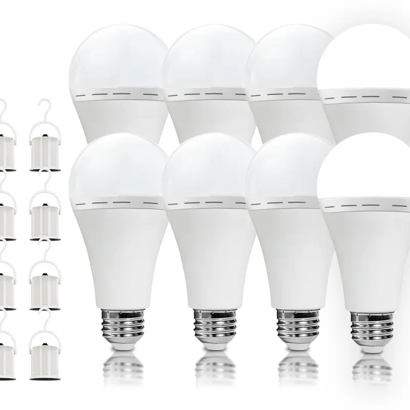 Rechargeable Emergency LED Bulb, 9W (60W Equivalent) 6000K Daylight E26 120V Energy Saver with 1200mAh Battery, Auto Charge Cutoff, for Home Power Outage, Camping, Christmas Decor Gift (Not Smart Devices)