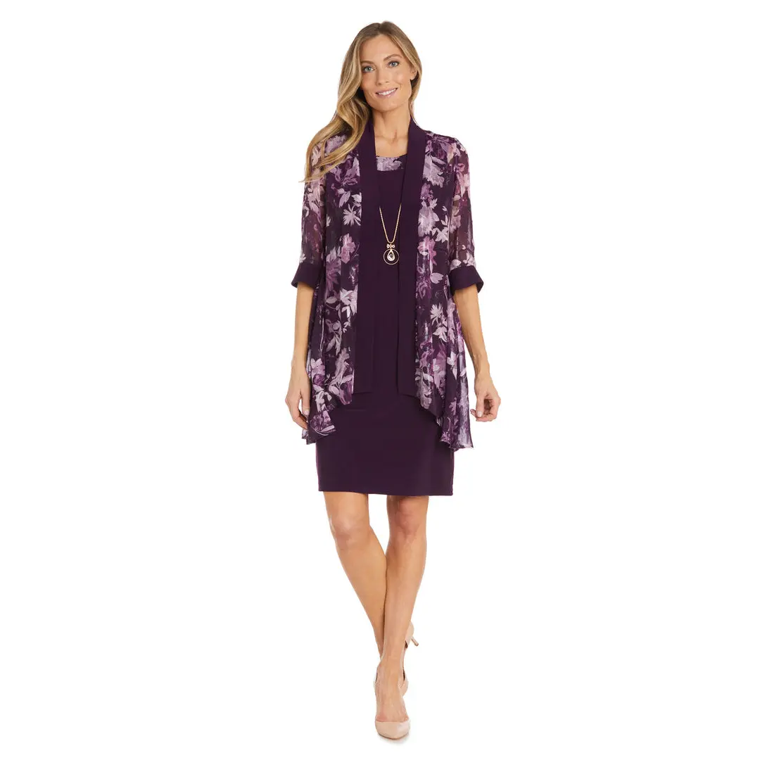 R&M Richards 1285 Mother of the Bride Short Floral Jacket Dress