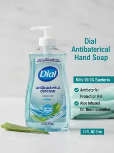 Dial Antibacterial Defense Hand Soap with Aloe 11 FL OZ Kills 99.9% of Bacteria Dr Recommended Brand Gentle on Skin Fresh Clean Scent - Aroma