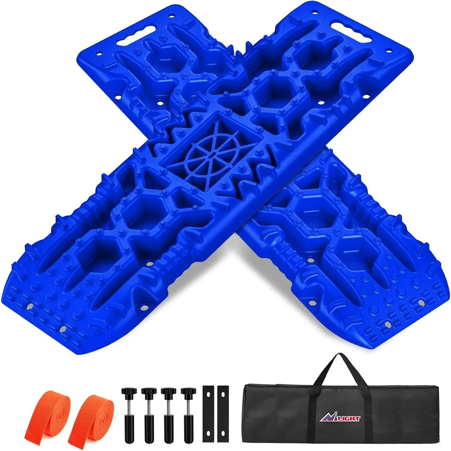 Nilight Corrosion-Resistant Nylon Off-Road Traction Boards (2-Piece Set) with Jack Lift Base, Tire Ladder Mats, 2PCS DIY Mount Kit, Carry Bag, 2 Leashes for 4X4 Vehicles, 4WD Truck Tire Pressure Automotive Exterior Accessories (Blue) Off Road Tires