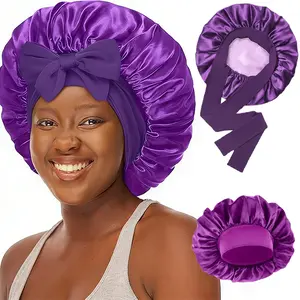 Adjustable Double Layer Satin Bonnet for Women Silk Hair Bonnets for Sleeping with Elastic Tie Curly Natural Hair Reduce frizz protection