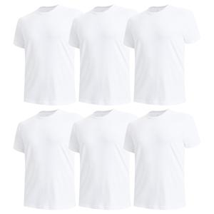 BAMBOO COOL Gentleman Men's Traditional Tagless Classic Round Neck Undershirts 6-Pack - Short-Sleeve T-Shirts, Soft Elastic Performance Fabric, Moisture-Wicking, Breathable, Oversized Plain Menswear, T-Shirt