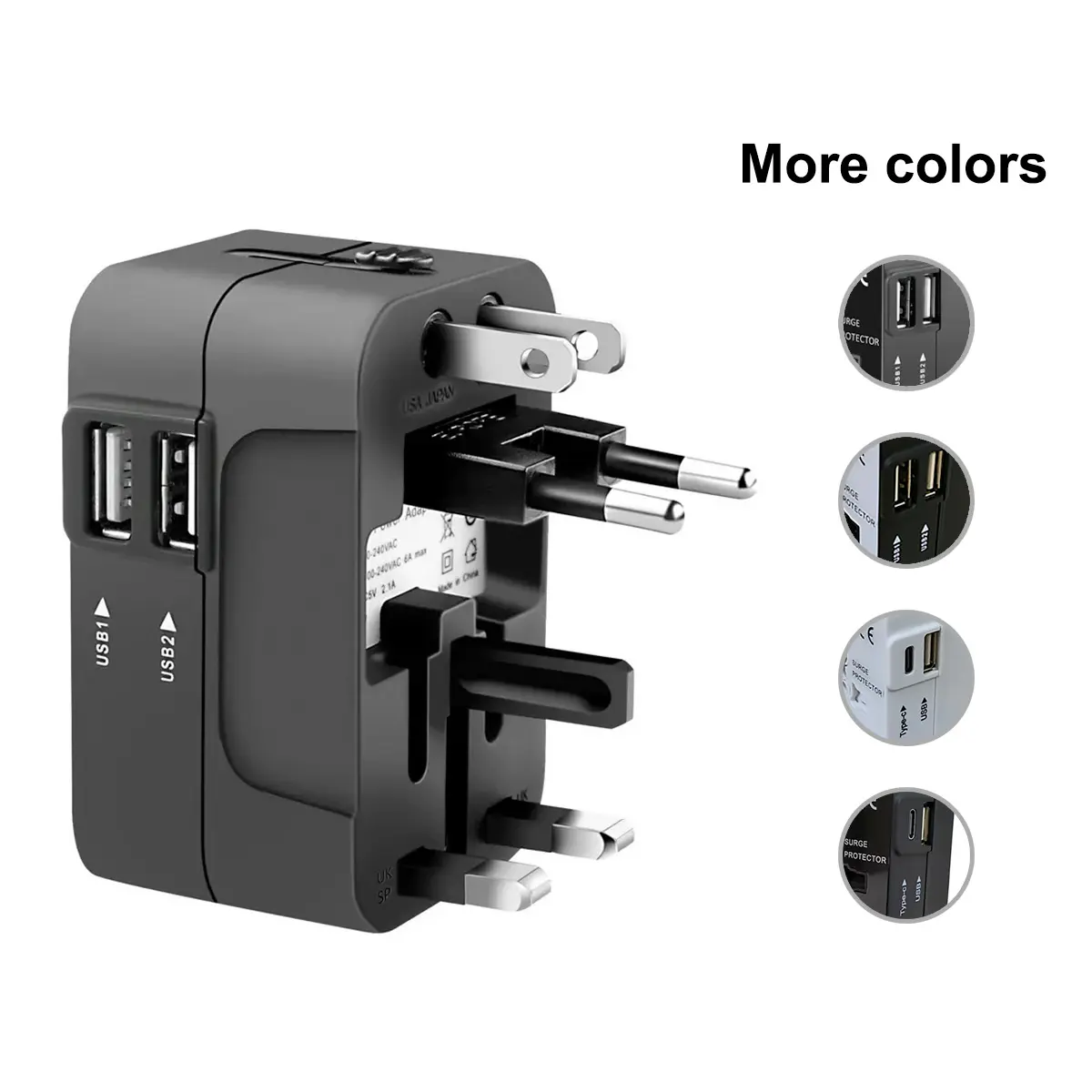 TikTokShopBlackFriday Universal Travel Adapter with USB & Type-C Ports, Plug Adapter Europe, All-in-One Wall Charger, USB Power Outlet, Power Plug Converter, International Plug, Universal Sockets for USA, EU, UK, USB Multi Plug, USB Outlets