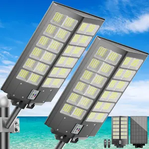 2-Pack Pro Large Solar Street Lights Outdoor IP67 Waterproof with Motion Sensor & 3 Lighting Modes for Yard Driveway Parking