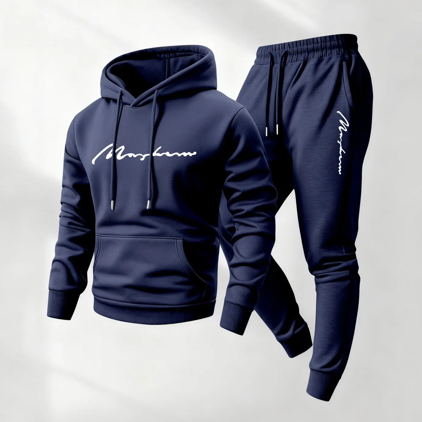 Men's 2-Piece Minimalist Letter Print Long Sleeve Hoodie & Drawstring Sweatpants Sweatsuit Set Outfit, Casual Loose Athleisure Tracksuit, Breathable for Fall Winter Daily Casual Wear, Street Fit, Athleisure Street Fit, Sporty Comfy Breathable, Tracksuit S
