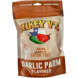 Mikey V's Garlic Parmesean "Gator Toes", Deep Fried Garlic Snacks, 3.9oz.