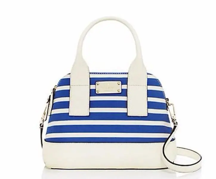 Kate Spade Women's Chic Southport Avenue Small Satchel - Fabric Shoulder Bag with Adjustable Strap, Azure Blue/Magnolia