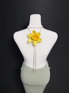 Golden Bloom Pearl Back Necklace