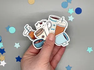 Coffee Themed Morning Coffee Sticker Flakes Die Cut Set