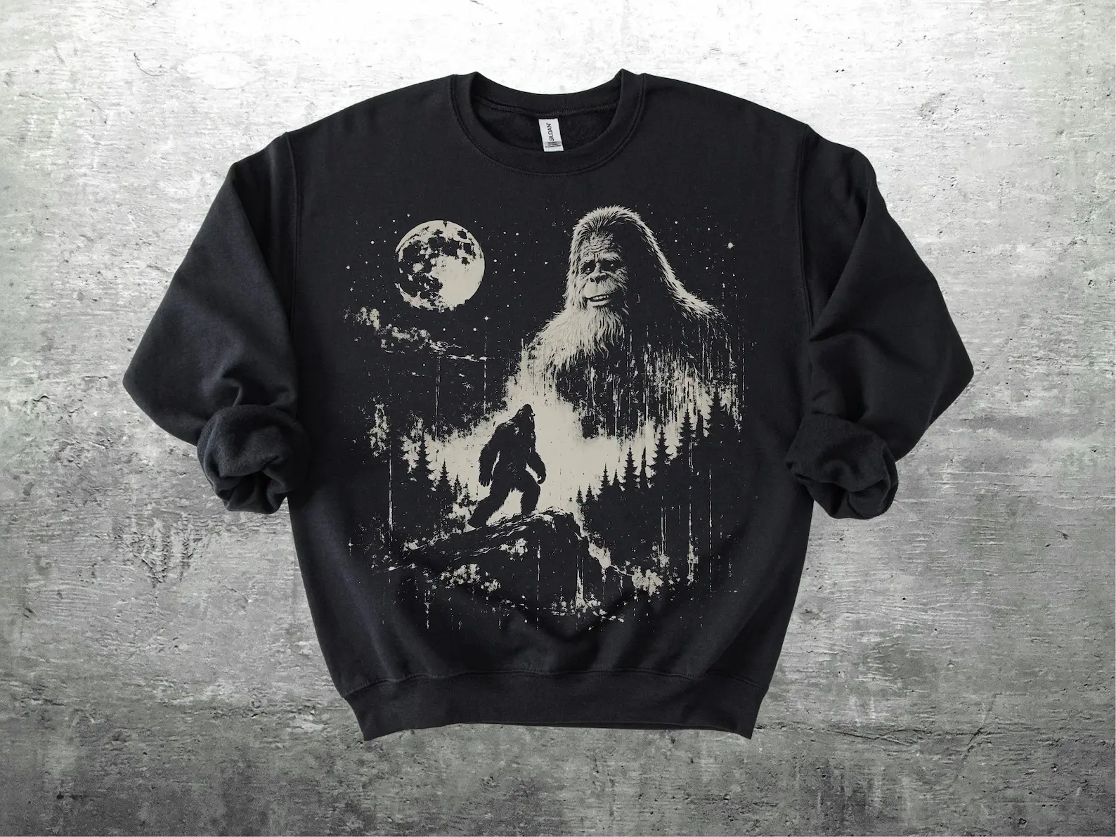 Vintage Sasquatch Sweatshirt, Funny Cryptid Meme, Oversized, Womens, Mens, Gildan 18000 Crewneck Sweatshirt