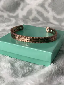 Jesus Cross Pure Solid Copper Magnetic Bangle Men Women