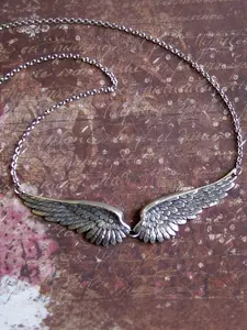 Vintage Silver Color Angel Wings Stainless Steel Necklace for Men, Gothic Punk Style Unique Design Clavicle Chain, Fashion Accessory