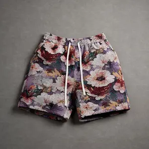 Men's Vintage Floral Print Shorts Abstract Oil Painting Style Drawstring Casual Streetwear Shorts