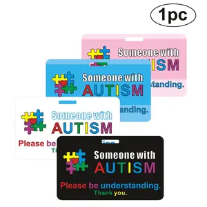 Supportive PVC Card for Autism Awareness, 9x5.4cm, Compact Size, Blue, with Lanyard, Matte Finish, Ideal for Travel and Daily Use