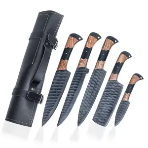 Hand Forged Damascus Steel Chef Set, Damascus Knife Set, Damascus Chef's Knives