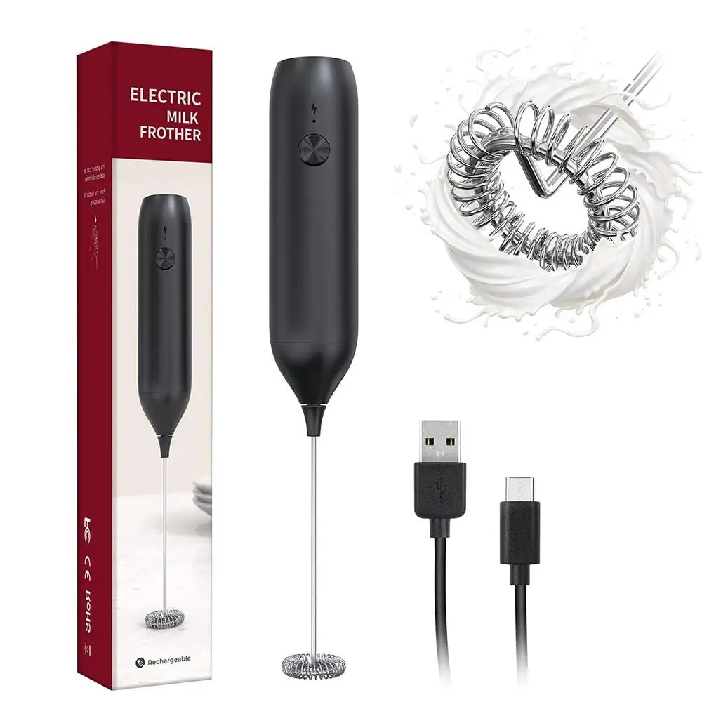 Handheld Electric Milk Frother, Type-C Rechargeable Coffee Milk Frother, Household Kitchen Appliances