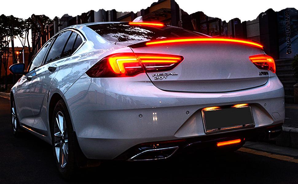 DIBMS Carbon Fiber Light Up Car Spoiler Universal Exterior Rear Roof Spoiler Tail Wing Splitter with LED Strip Lights for Enhanced Visibility and Safety, Reduces Risk of Accidents. Carbon Fiber LED Light-Up Car Spoiler Carbon Fiber LED Car Tail Light