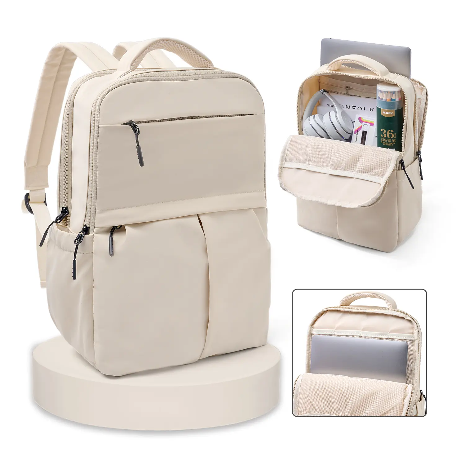 EIRO Backpack Portable Lightweight Durable Material Laptop Bag with 2 Main Compartments 2 Secondary Pockets & 2 Side Pouches for Essentials