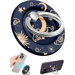 Phone Ring Holder Compatible with MagSafe - Women Girls  Cell Phone Grip Cute Finger Ring Grip Stand Kickstand  Adjustable Removable Accessories, Girly Kawaii Sun Moon Stars