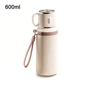 600ml Insulated 316 Stainless Steel Water Bottle with Leak-Proof Flip Lid for Aesthetic Daily Use  Portable Tumbler for Fitness & Travel