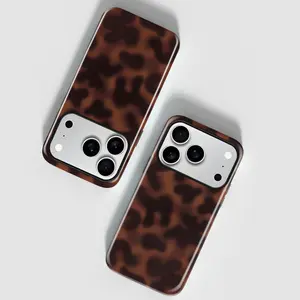 Tortoise Shell Phone Case for iPhone 17 Pro Max Shockproof TPU & Hard PC Protective Cover Amber Brown Leopard Design for Women & Girls