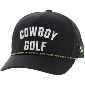 "Cowboy Golf" Hat Black w/White Stitching