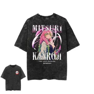 valentine shirts Demon Slayer Nezuko Kamado 4Anime Vintage T Shirt Men Women Wash Cotton Short Sleeve Tops 2026 New Casual Streetwear Graphic Tees