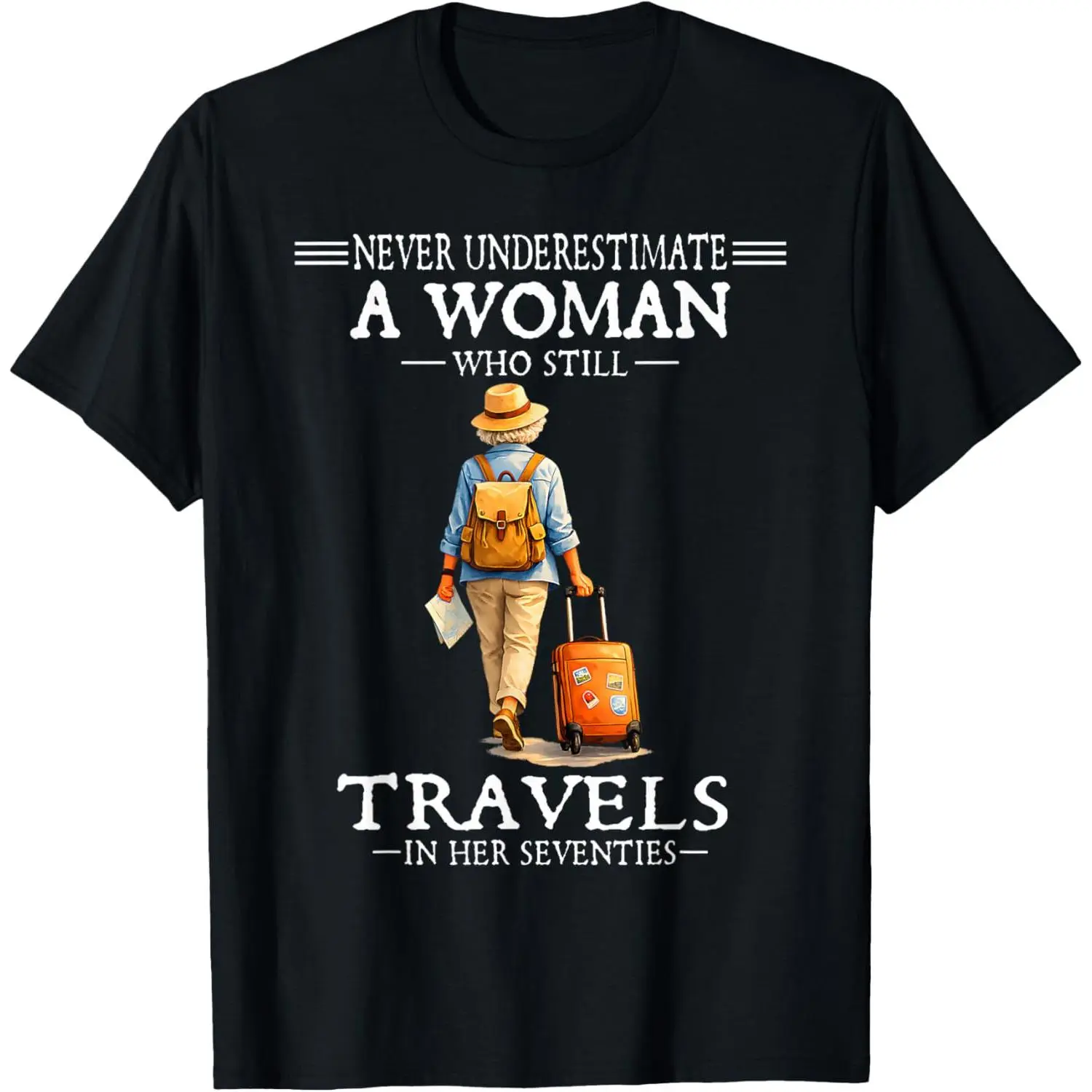 Women's 100% Cotton "Never Underestimate" Graphic T-Shirt, Short Sleeve Round Neck Everyday Streetwear Style Top