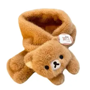Rilakkuma Korilakkuma Plush Scarf Women Cartoon Bear Kawaii Cute Winter Scarves Neck Warmer