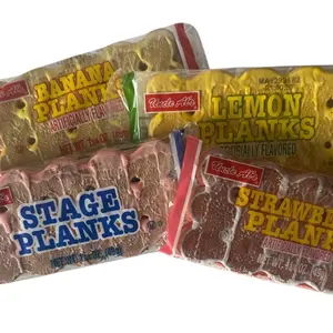 4 Uncle Al's Stage Plank Cookies - Banana Lemon & Strawberry Flavored Snacks - Artifically Flavored - 48g Net Wt
