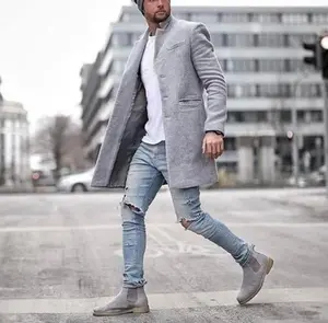 Men's Wool Lapel Windbreaker Coat