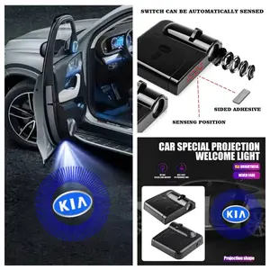 4-Pack Kia Logo LED Car Door Welcome Lights, Fit Kia Sportage & Carnival Models, Peel-and-Stick & No-Drill Non-Destructive Installation