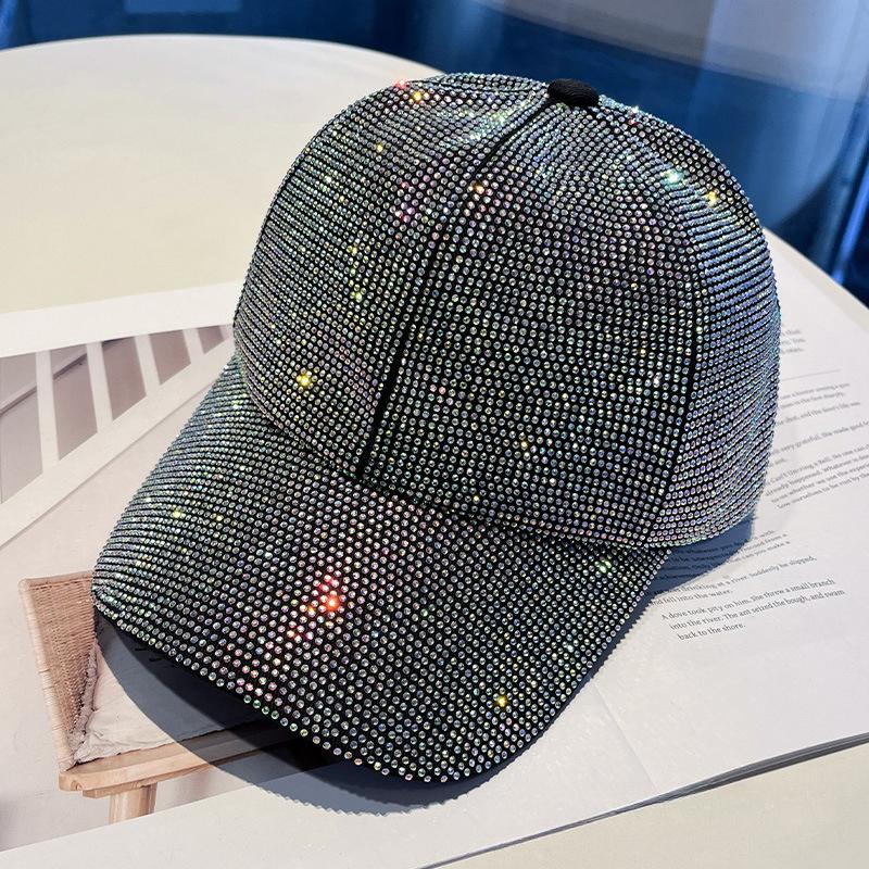 Full Rhinestone Baseball Cap - Glimmering Crystal Bedazzled Bling Bling Hat, Fashionable Unisex Dome, All-Season Shimmering Sunshade Accessory for Men and Women, All-Day Sparkle Statement Piece
