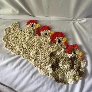 Handmade Crochet Chicken Coaster