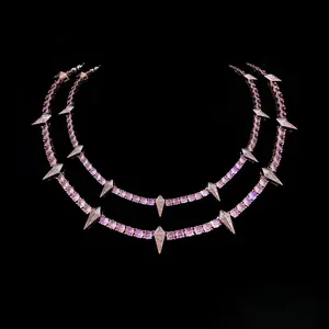 Minimalist Black Panther Moissanite Cuban Choker Tennis  Unisex Hypoallergenic Full Diamond Hip Hop Trend Accessory Gift For Boyfriend Husband#CubanLink #HipHopJewelry #MensJewelry #StreetwearFashion #IcedOutNecklace #TennisChain #ChokerNecklace