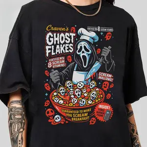 Halloween Horror Cereal Shirt - Vintage Box Style Horror Characters Tee! Limited Edition Spooky Season Collectible For Movie Fans,Horror Movie Fans, Halloween Lovers, 80s & 90s Nostalgia, Cereal Collectors, Gift for Scare Lovers
