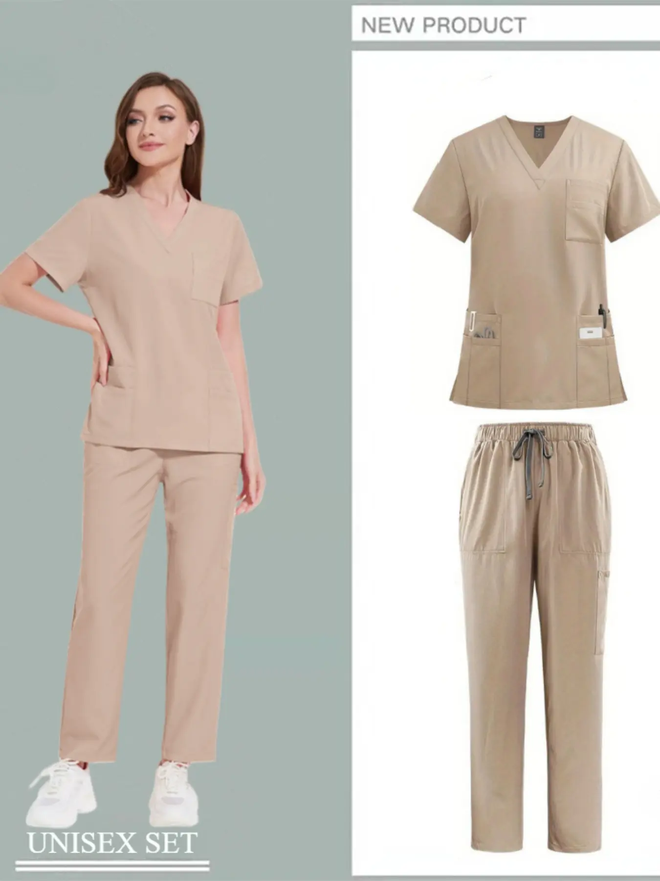 High Quality Medical Casual Workwear Clothing for Women Uniform Nurse Essentials Nurse Lab Coat Unisex Wholesale Fitted Tops and Pants Suits Nursing Scrubs Uniforms Set Trouser