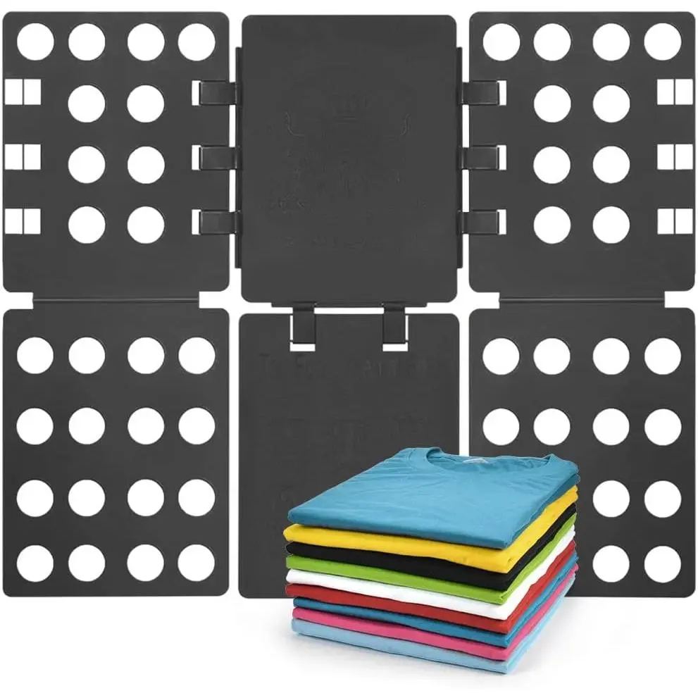 Shirt Folder Clothes Folding Board Laundry Room T Shirt Adjustable PP Plastic Folding Board Easy to Fold Clothes, Black