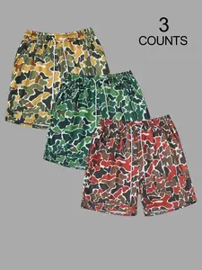 Men's Camo Print Drawstring Waist Shorts, Regular Fit Casual Comfy Breathable Shorts for Summer, Men's Bottoms for Daily Wear, Breathable Printed Shorts