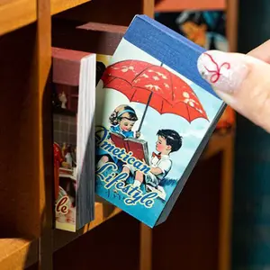 50 Sheets American Life Sticker Book, Vintage Theme Handwriting Material, American Style Collage Decor, DIY Creative Stationery Materials, Scrapbook Materials