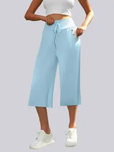 Women's Drawstring Capri Pants with Pockets, Casual High Waist Fitted Seven-Quarter Sportswear Bottoms, All Seasons Fashion