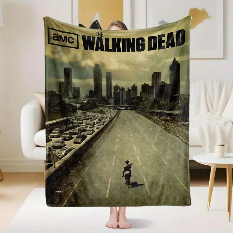 The Walking Dead themed printed flannel blanket, super soft and comfortable for all seasons, suitable for home and travel, ideal gift